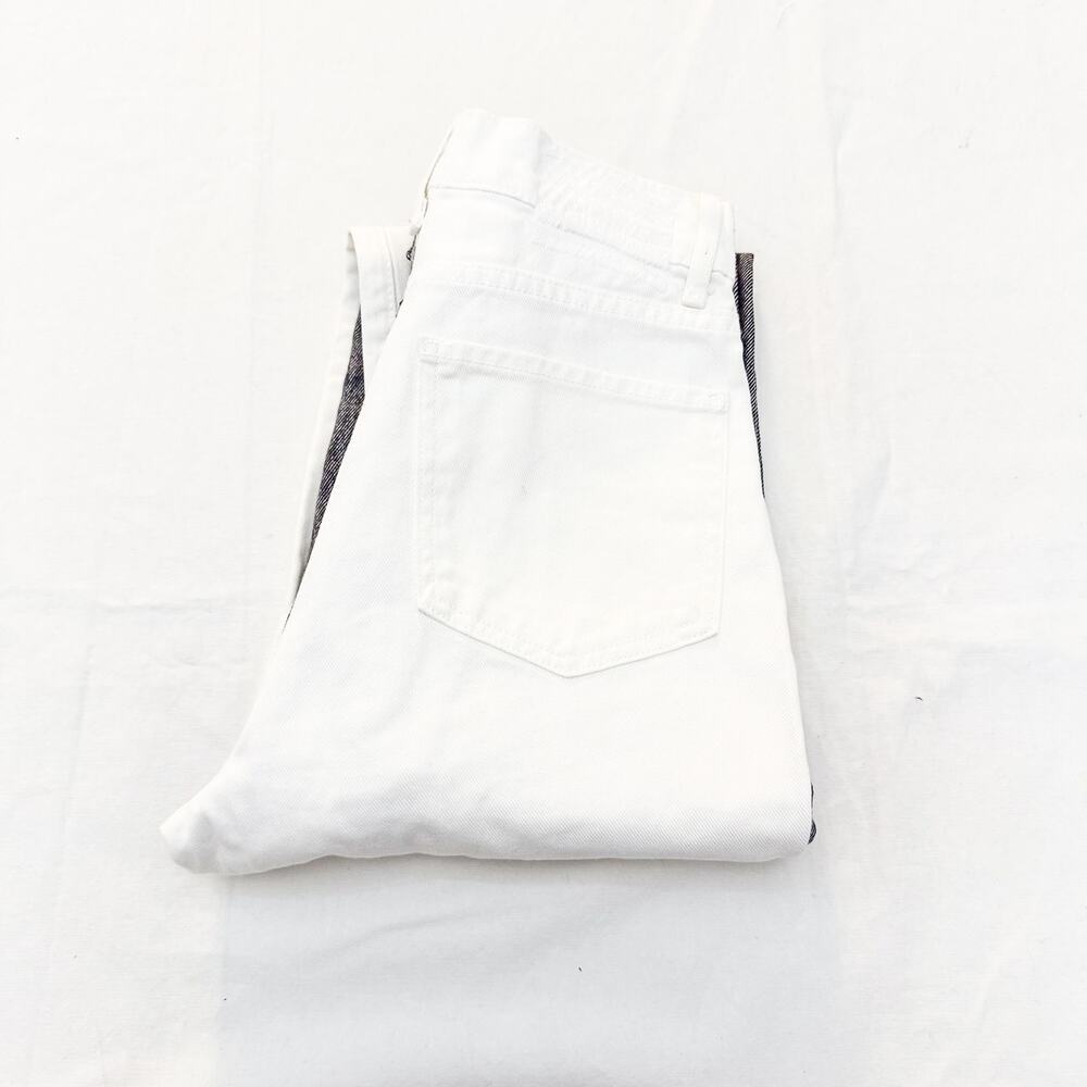 Revice Split Color Black White Denim Straight Leg Jeans Size 27